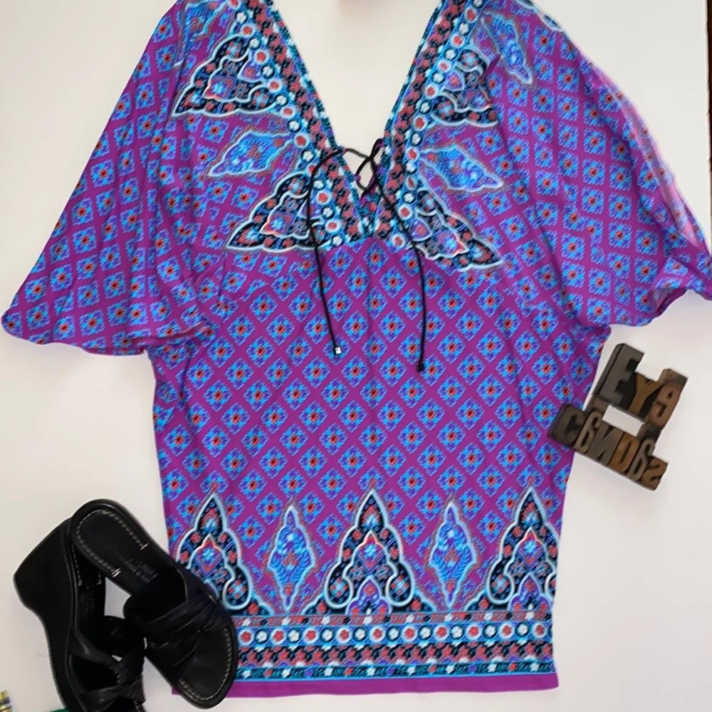 ❤️HOST PICK❤️🏊‍♀️NANETTE LEPORE SWIM Moroccan Deep V Swim Suit Cover-Up - Picture 4 of 10